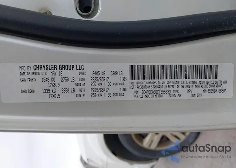 2012 Dodge Journey Se/Avp z USA, uszkodzony, nr VIN 3C4PDCAB6CT355833